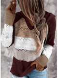 Color Block Hooded Sweater With Ajustable Drawstring