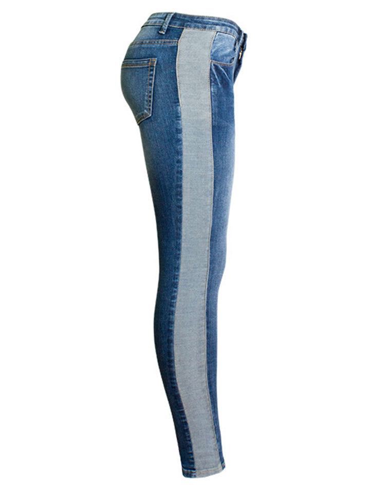 Fashion Super Cool Women Slim Fit Stretchy Contrast Color Denim Jeans