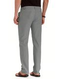 Men's Elastic Drawstring Waistband Casual Straight Cotton Pants