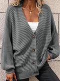 Women's Stunning Simple Baggy V Neck Button Knit Sweaters