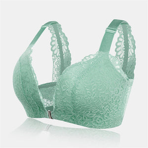 Women's Front Closure Lightly Lined Lace Bralette - Green