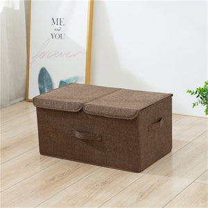 Foldable Storage Box With Double Lids And Compartments