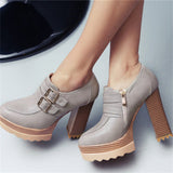 Microfiber High Heel Round Toe Leisure Shoes