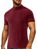 Slim Fit Short Sleeve Men's Turtleneck Base Shirts for Summer