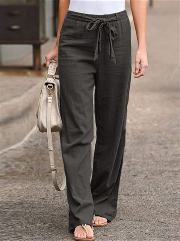 Summer Comfy Elastic Waist Loose Cotton Trousers