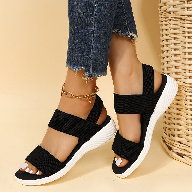 Female Casual Sports Elastic Band Super Light Thick Sole Sandals