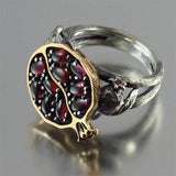 Multi Size Pretty Round Silver Gold Natural Red Pomegranate Ring