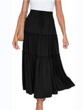 High Waist Graceful Solid Color Long Skirts