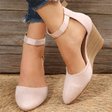 Women's Stylish Pointed Toe Ankle Strap Wedge Heel Sandals