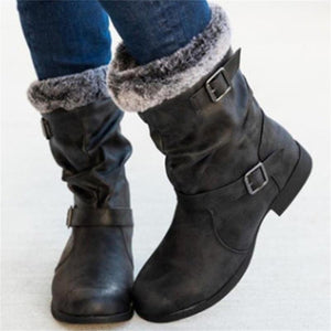 Women's Plus Size PU Leather Thermal Boots