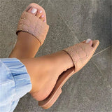 Casual Flat Heel Solid Color Open Toe Slippers