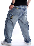 Personalized Trendy Multiple Pockets Washed Effect Straight-Leg Jeans For Men