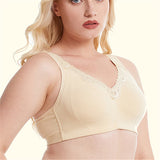 Women Plus Size Deep Plunge Comfy Cotton Bras - Nude