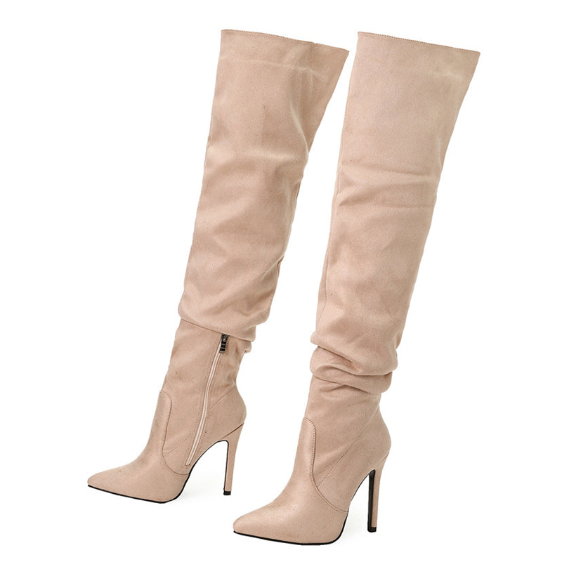 Fashion Pointed Toe Slim Suede Long Boots for Women