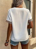 Classy V Neck Loose Short Sleeve T-shirt for Ladies