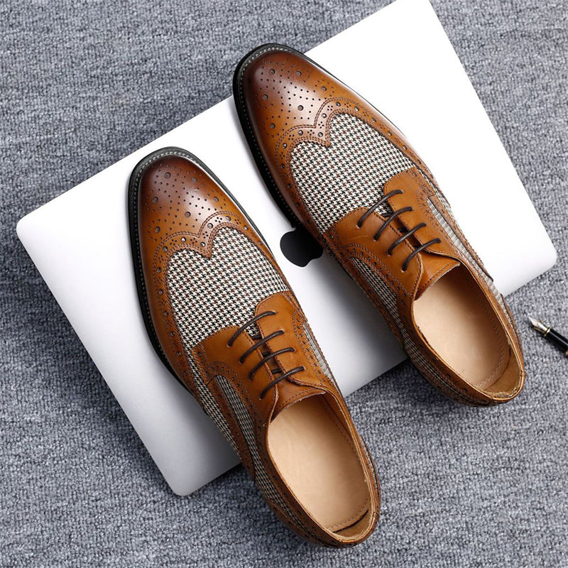 Retro Front Lace-up Breathable Handsome Formal Shoes for Men