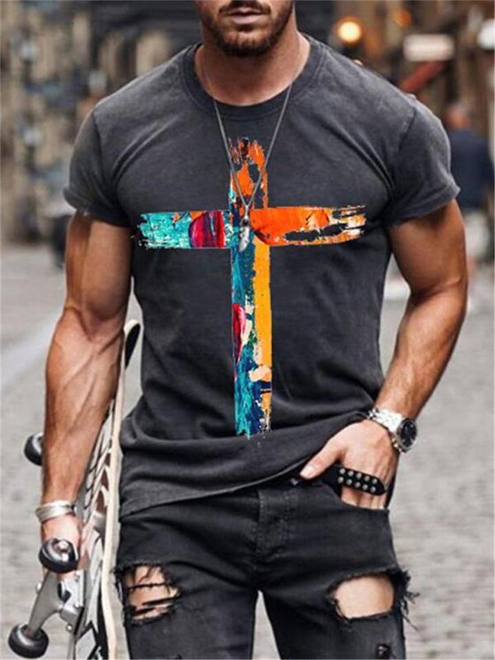 Cross Printing Christian T-shirts for Men