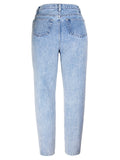 Women's Campus Style Loose Ripped Blue Denim Jeans