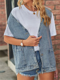 Summer Trendy Sleeveless Button Denim Vest for Cowgirl