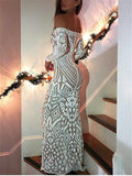 Flattering Off Shoulder Sequined Trumpet Dress for Prom