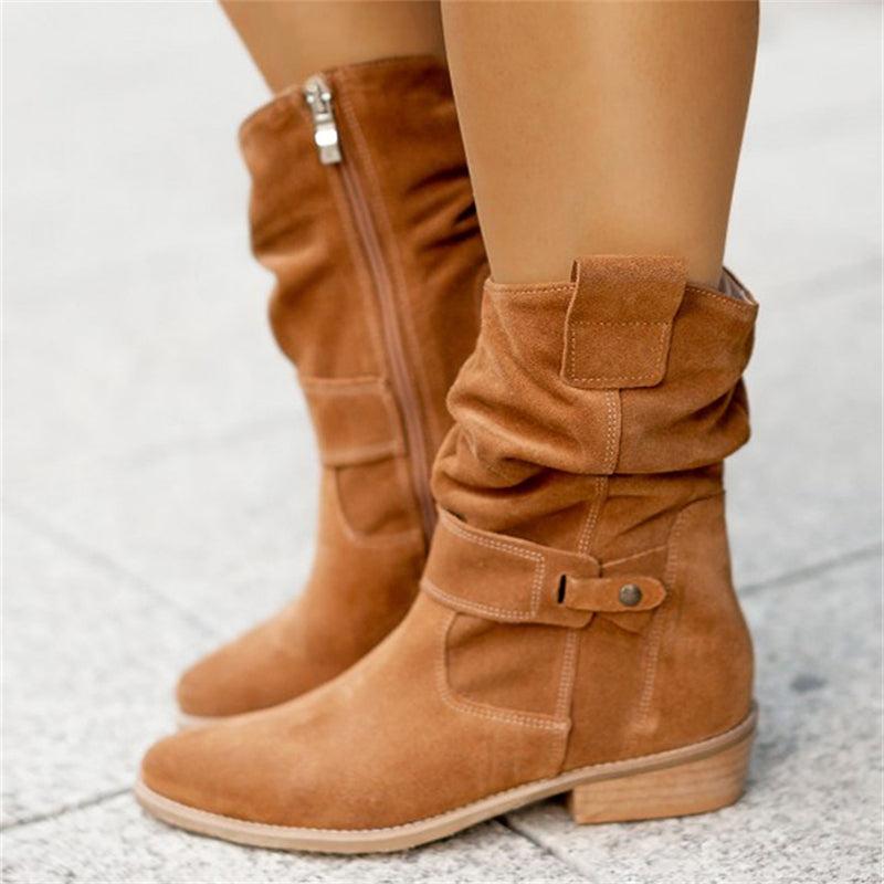 Autumn Winter Ladies Casual Round Head Boots