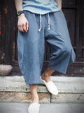 Plus-sized Cotton Linen Casual Cropped Pants For Men