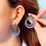 High Class Sparkling Stage Party Big Earrings For Women