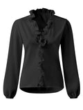 Elegant Ruffled Collar Long Sleeve Blouses for Women