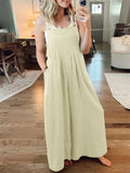 Women's Casual Cotton Linen Wide Leg Holiday Jumpsuits