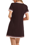 Cozy Simple Style Round Collar Contrasting Loose Home Dresses For Women