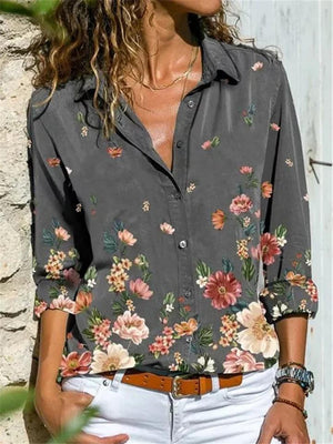 Women's Casual Long Sleeve Floral Printed Blouse