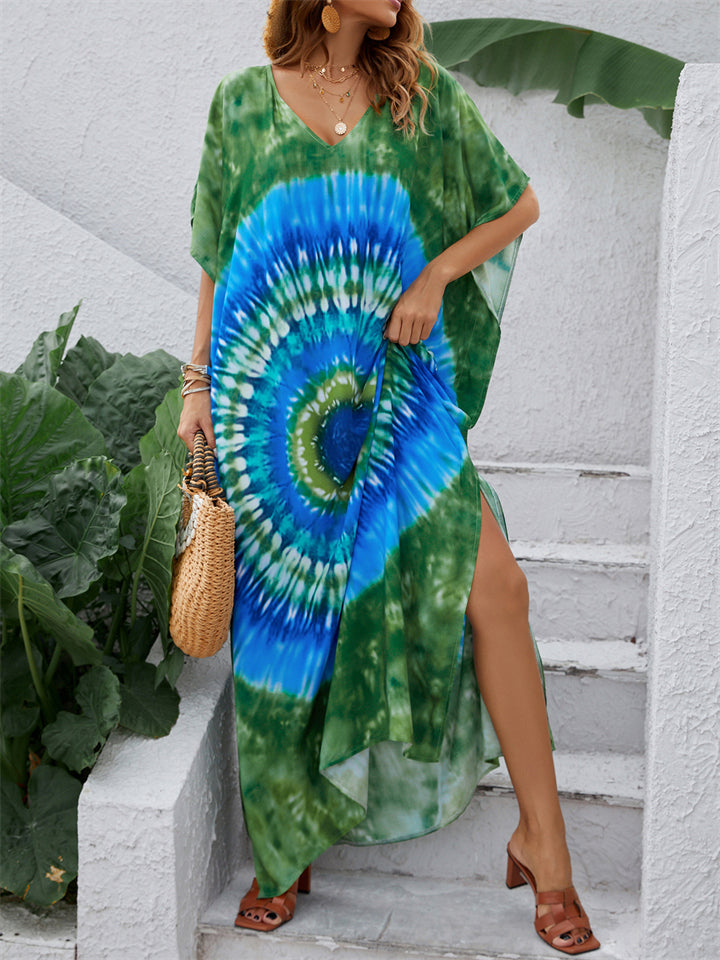 Casual Printed Contrast Color Long Beach Dresses