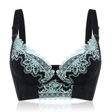 Women's Plus Size Lace Patchwork Wireless Full Coverage Bras - Black