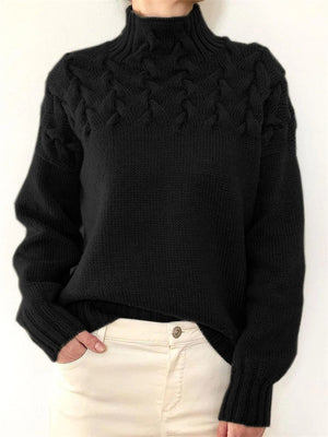 Turtle Neck Solid Color Knitted Sweaters For Women