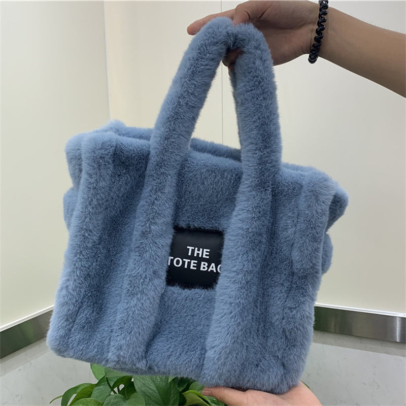 Women's Autumn Winter Cute Shearling Tote Handbags