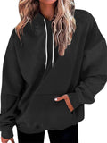 Simple Ladies Solid Color Long Sleeve Hoodies