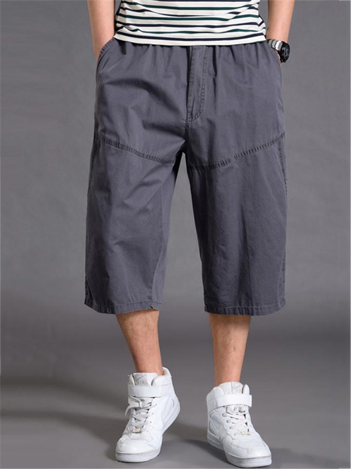 Mens Loose Stitching Pure Color Sweatpants