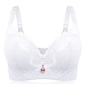 Plus Size Push Up Side Support Lace Bras - White
