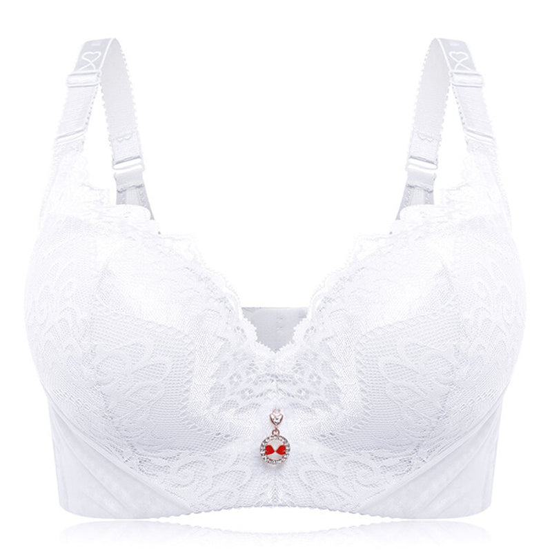 Plus Size Push Up Side Support Lace Bras - White