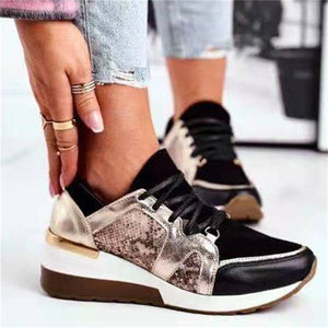 Women's Stylish Contrast Color Lace Up Wedge Shoes