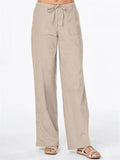 Casual Straight-Leg Cotton Linen Pants