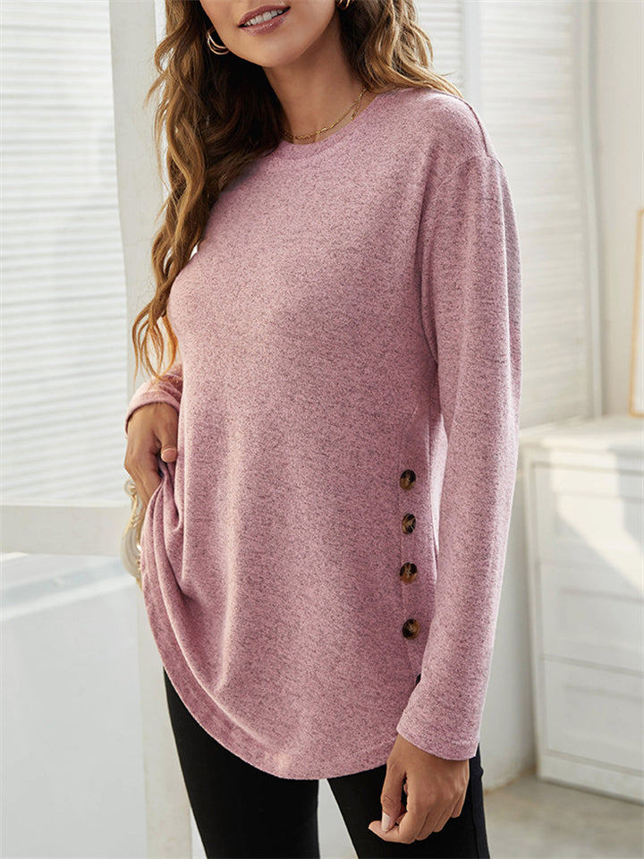 Women's Simple Casual Round Neck Long Sleeve T-shirts