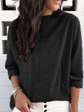 Daily Casual Solid Color Long-Sleeved T-shirt Top For Women