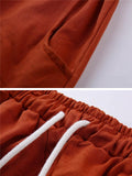 Casual Style Elastic Waist Band Drawstring Pocket Harem Pants