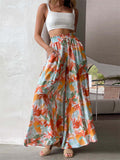 Ladies Trendy Casual Multi-colored Long Wide Leg Pants