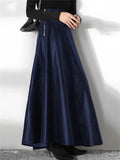 New Elegant Office Lady Solid Color PU Leather Zipper Long Skirts