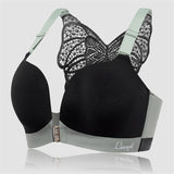 Women's Back Butterfly Embroidered Front Closure Soft Bras - Nude
