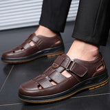 Classic Leather Closed Toe Summer Shoes for Men