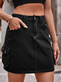 Female Summer Elastic Waist Short Cargo Skirt