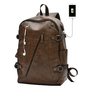Men's Stylish Hidden Earphone Hole USB Charging Travel Backpacks